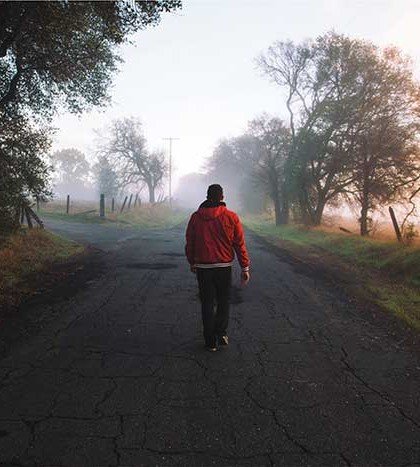 Man walking on the road