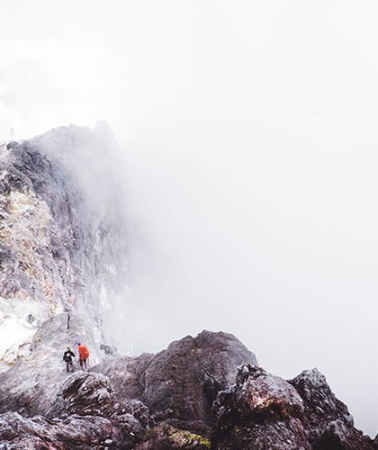 Walking toward a peak