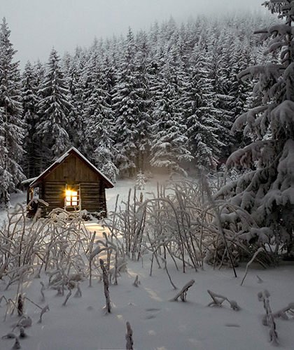 Cottage in snow