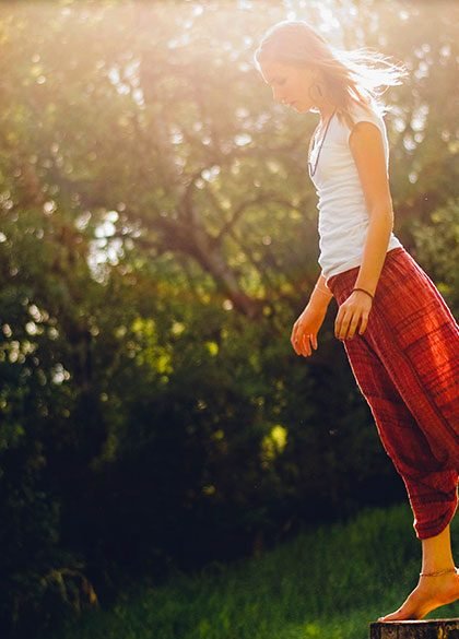 Girl trying to maintain balance