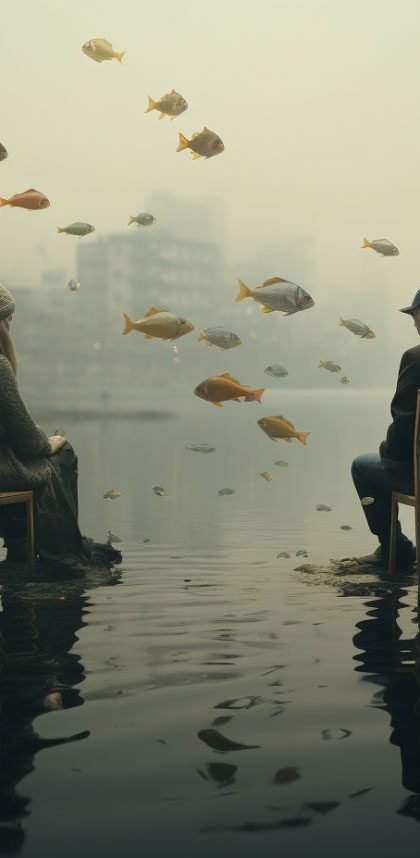 Lonely people sitting idle